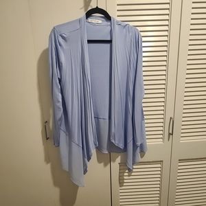 Soft Long Line Cardigan with Sheer Trim